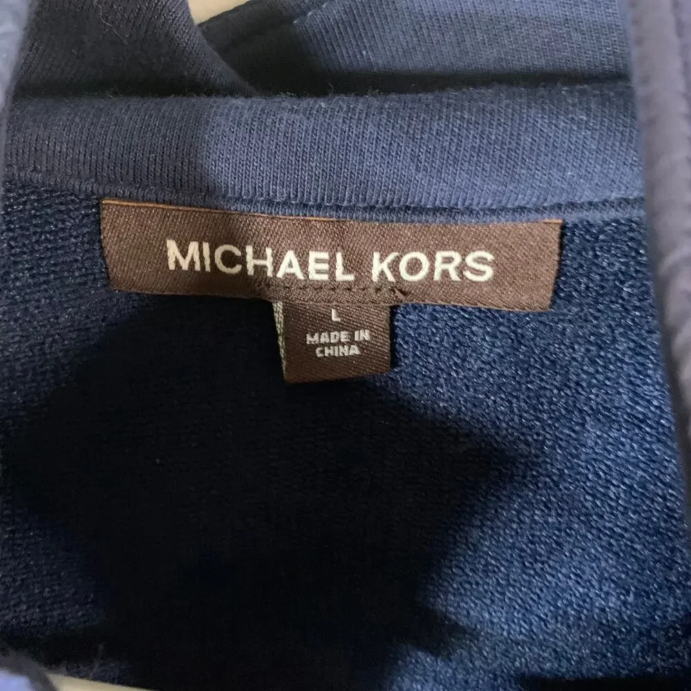 Michael Kors Women's Long-Sleeve Full-Zip Jacket Blue Color Size L